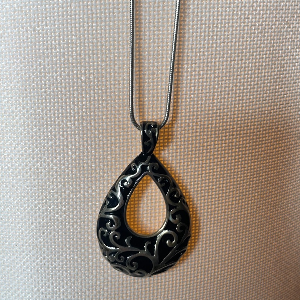 Black and silver necklace.